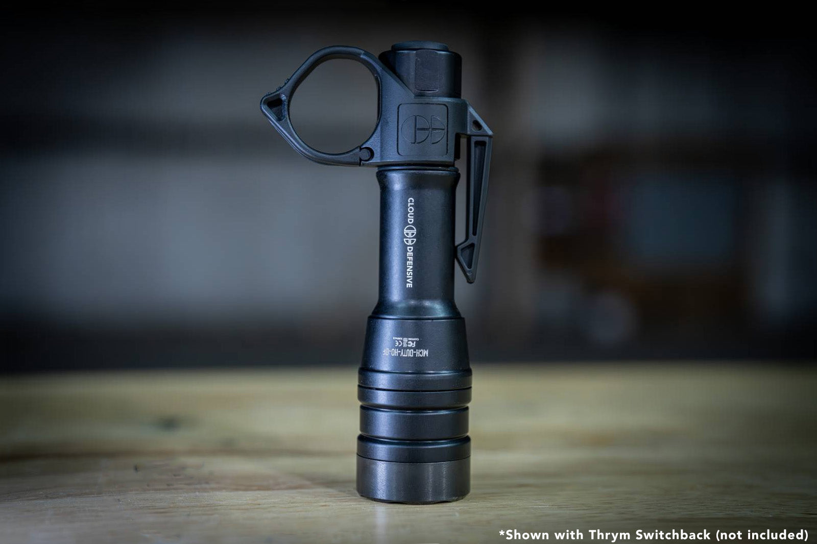 Black MCH Duty flashlight with Thyrm pocket clip.