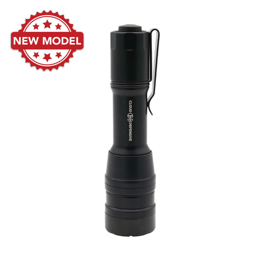 Black Cloud Defensive MCH Duty handheld flashlight.