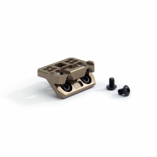 Side view of FDE Torrent offset mount and bolts.
