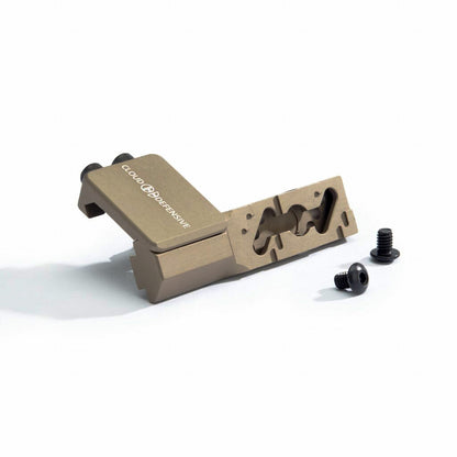 Side view of FDE Torrent picatinny mount and bolts.
